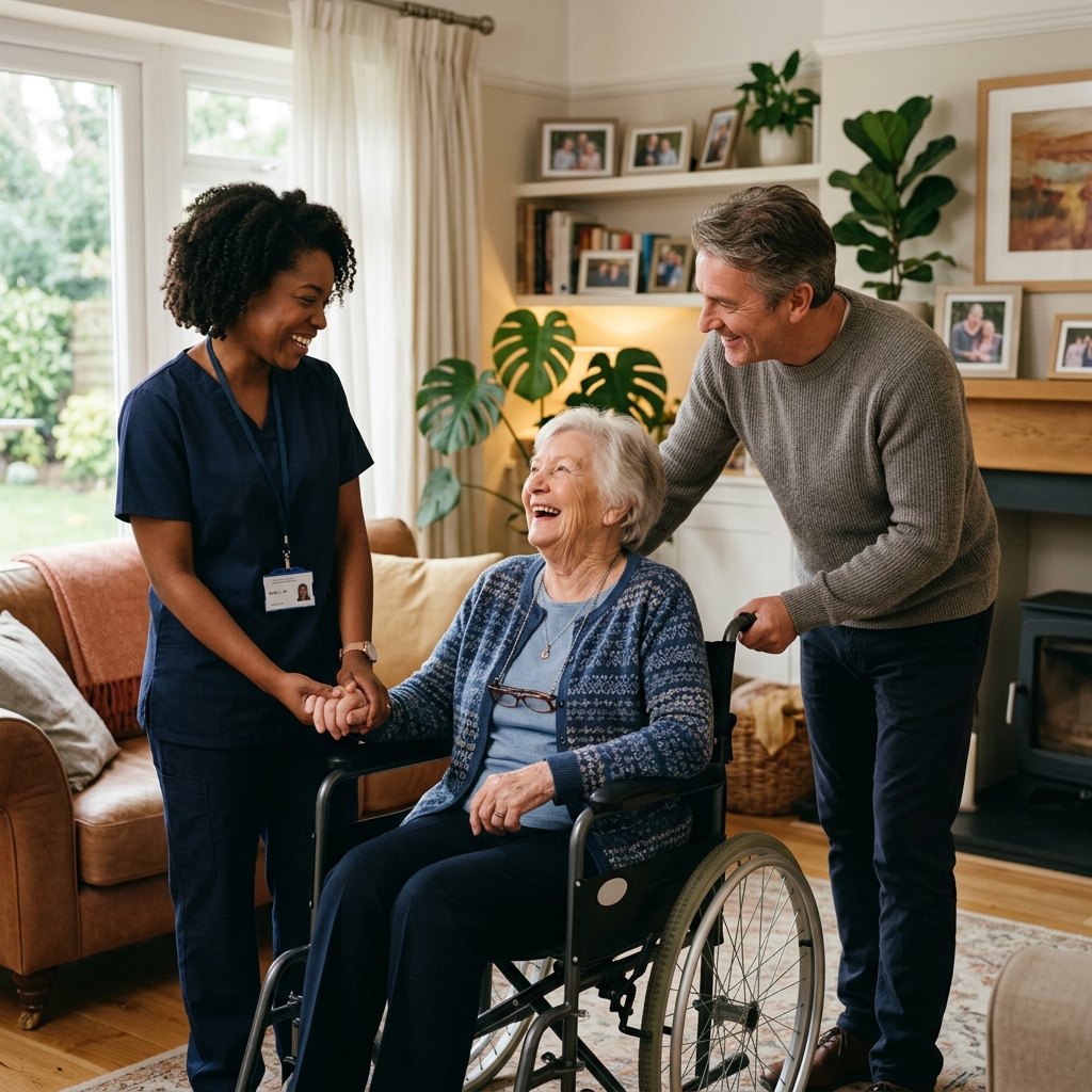 Our care team supporting an elderly person at home